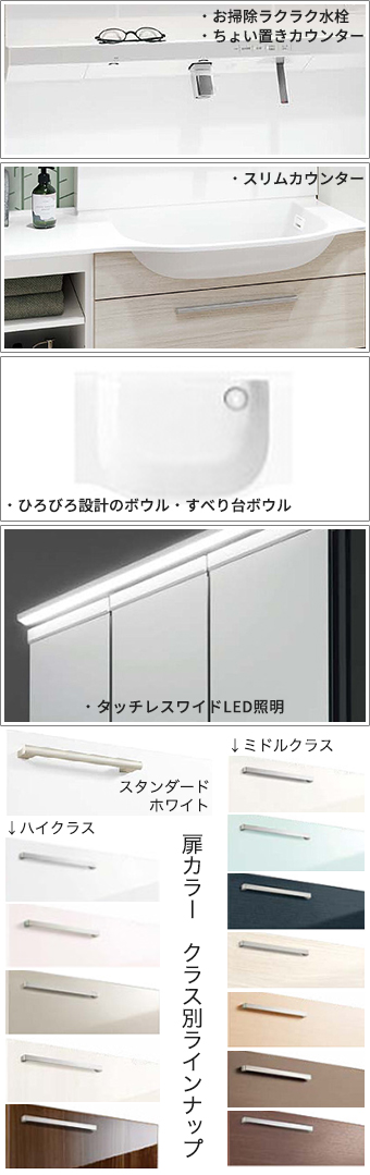 洗面化粧台　オクターブスリム　機能紹介